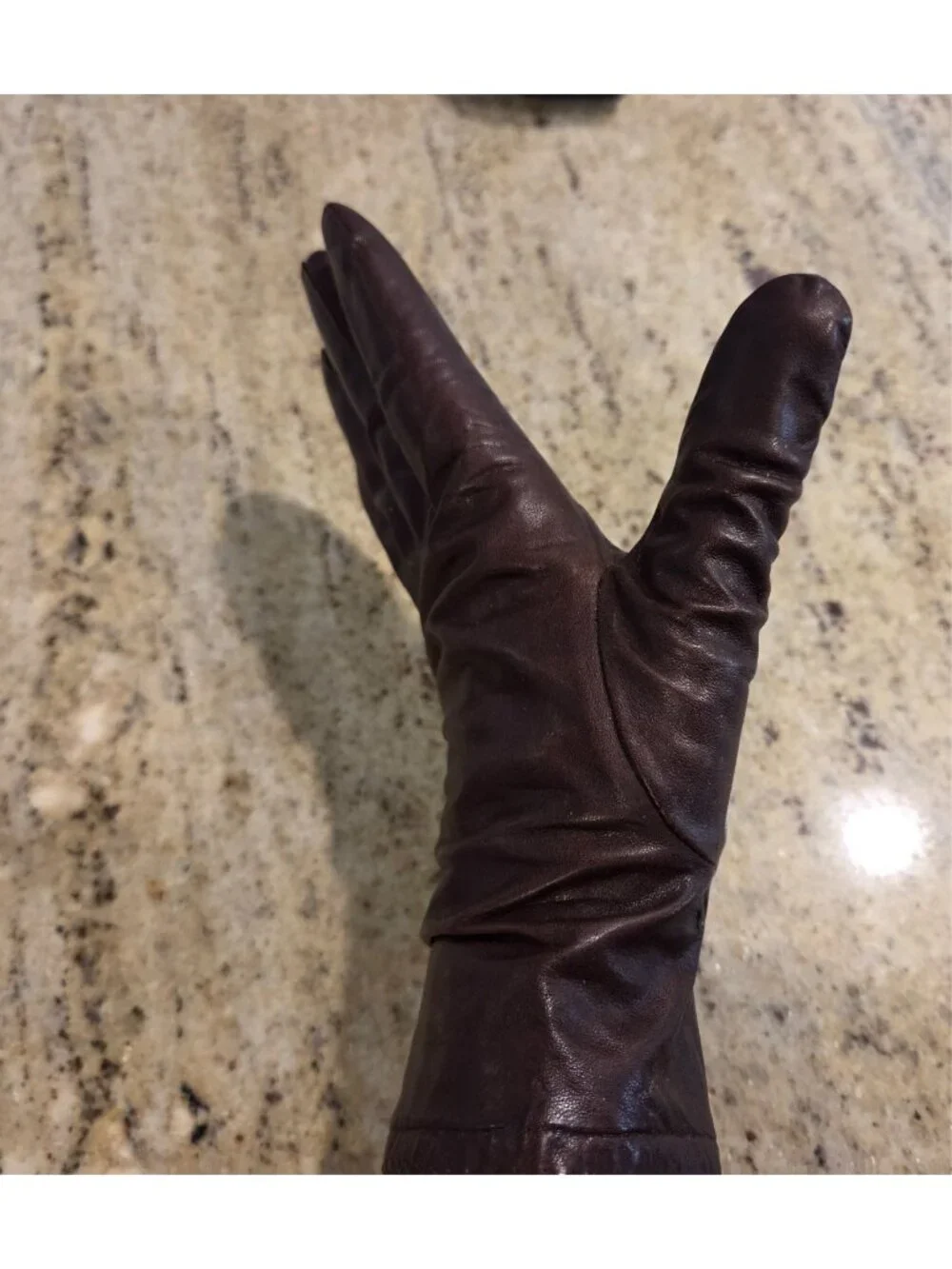 Vintage Womens Size M 7 Brown Leather Knit Lined Gloves Grandoe